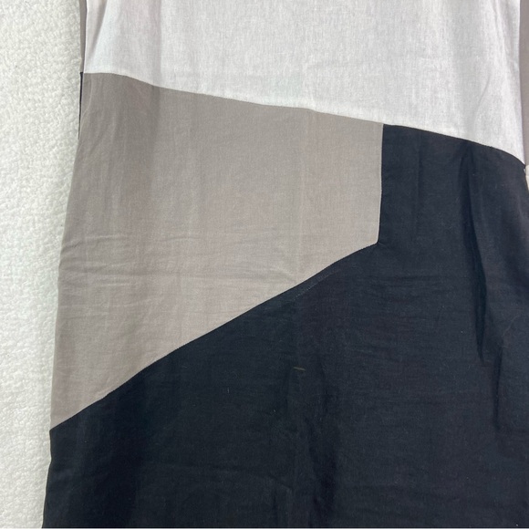 FORCYNTHIA Women's Linen Blend Colorblock Sleeveless Midi Dress. Size Medium - Picture 4 of 10